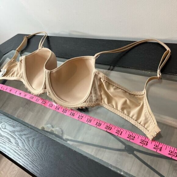 Simone Perele Women's Size 32E Eden 3D Lace Trim Underwired Demi Bra Beige - Picture 9 of 10